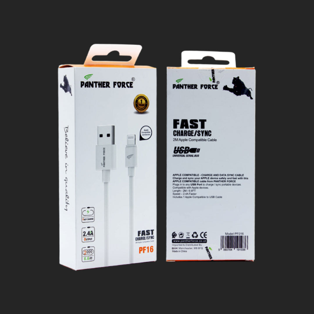 Panther Force 2M Cable for iPhone - PF16 - Fast Charging & High-Speed Data Transfer Panther Force 2M Cable for iPhone - PF16 - Fast Charging & High-Speed Data Transfer
